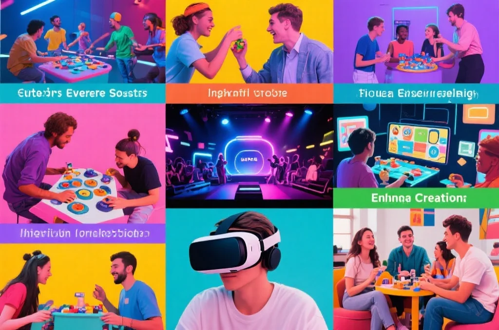 多种多样的数字娱乐活动拼贴画